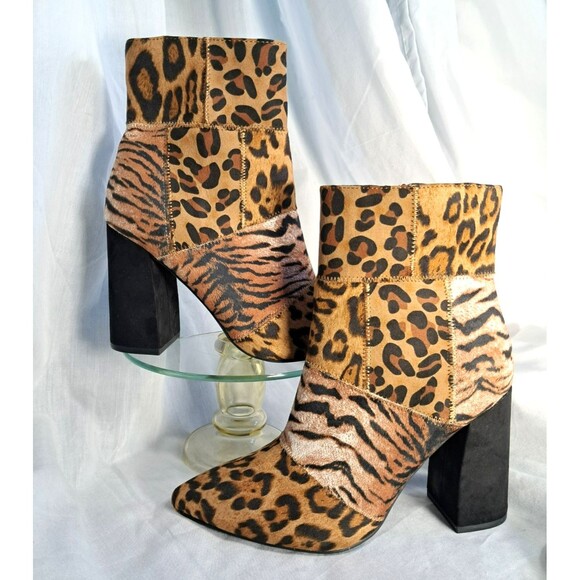 Shoe Republic LA Cheetah Leopard Animal Print Suede Boot Size 9 - Picture 3 of 12